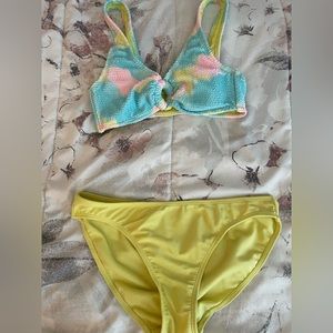 Tie dye print O-ring bikini top with bottom